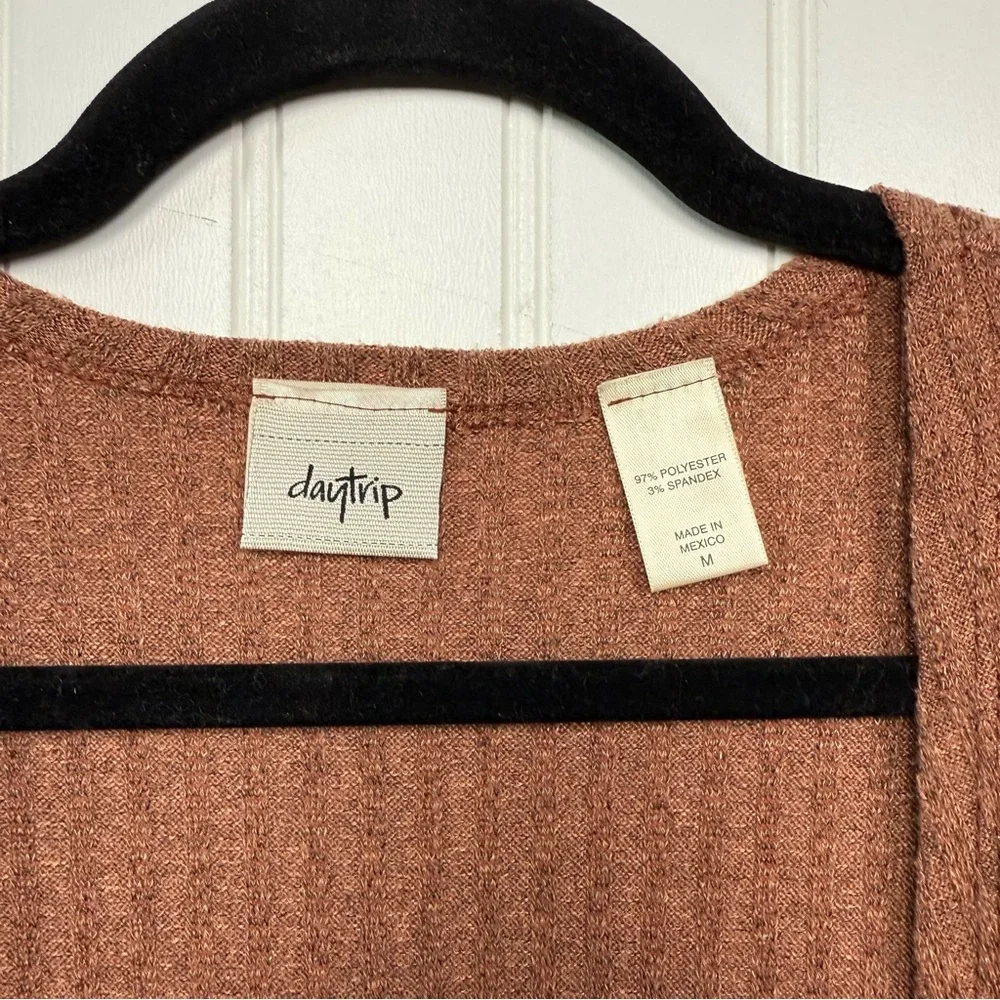 Daytrip Women's Cardigan Sweater Size Medium Open Front 3/4 Sleeve Pink Orange - Picture 4 of 8
